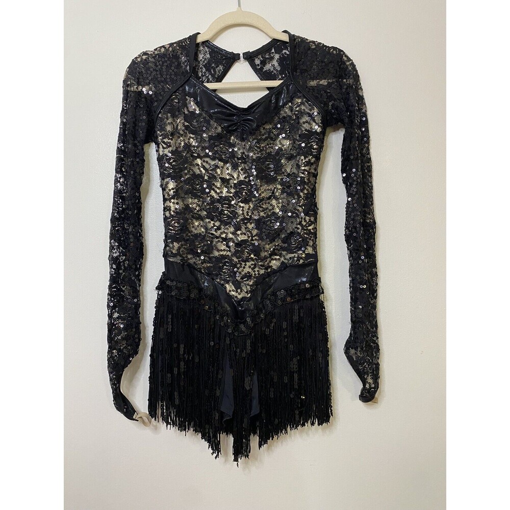 Weissman Walk Right in Black Sequin Dance Costume Size Small Adult 9664